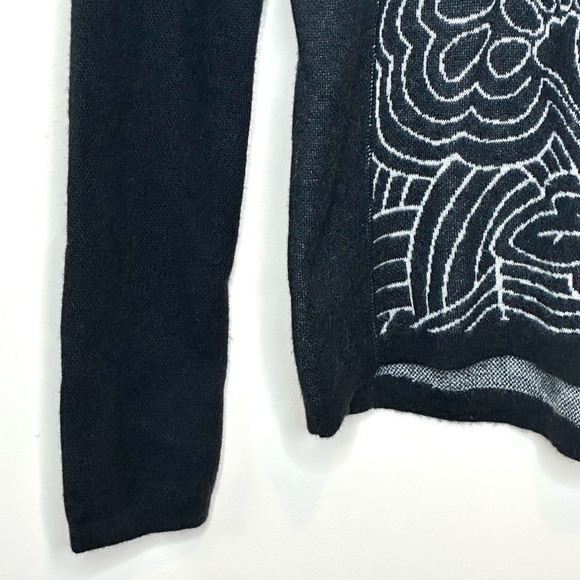 Title Nine Super Power Quarter Zip Sweater Small Merino Wool Blend Black White - Picture 7 of 15